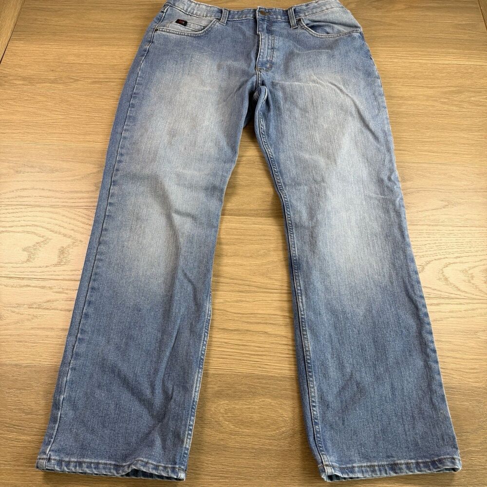 Wrangler Jeans Men 36x34 20X Style 01 Competition Relaxed Fit Flex Blue Denim